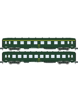Set of 2 short SNCF DEV AO A8 and B10 carriages era IVa