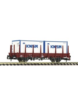 Wagon plat Kbs NS + conteneurs KNSM