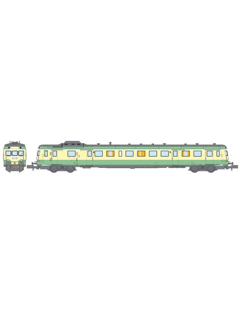 SNCF X-2899 railcar beige and green era IV