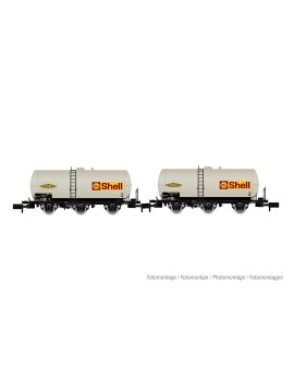 Set de 2 wagons citernes à 3 essieux SNCF Simotra Shell époque IV