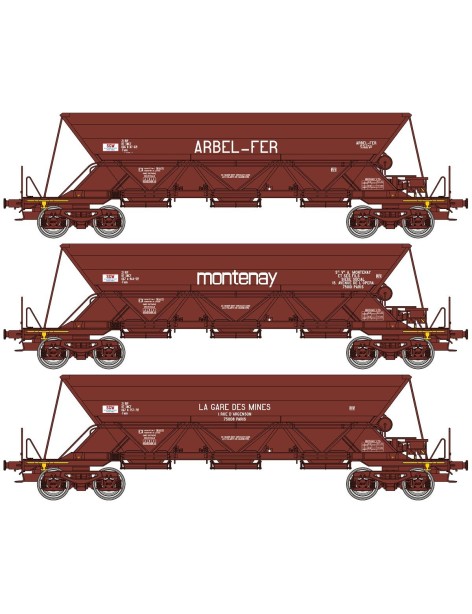 Coffret de 3 trémies EX T1 SNCF ARBEL-FER, MONTENAY et GARE DES MINES