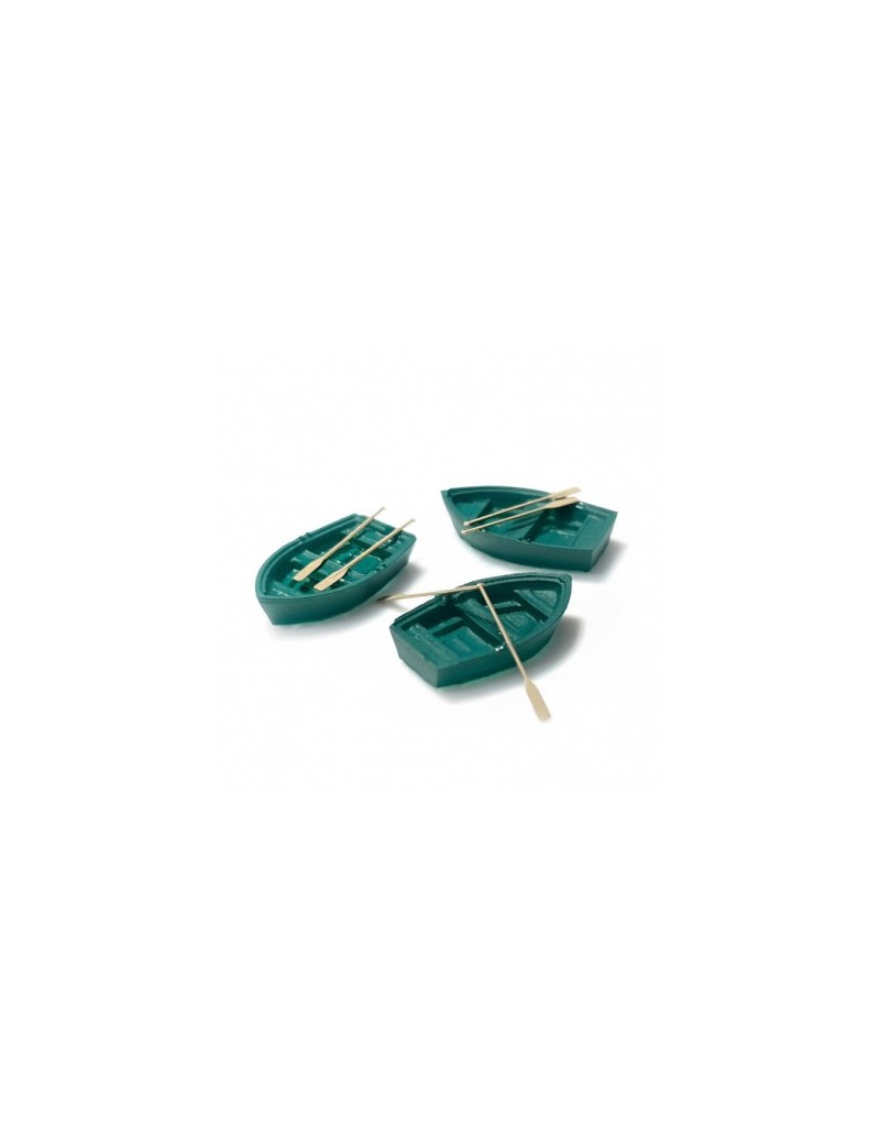 Set of 3 green small boats