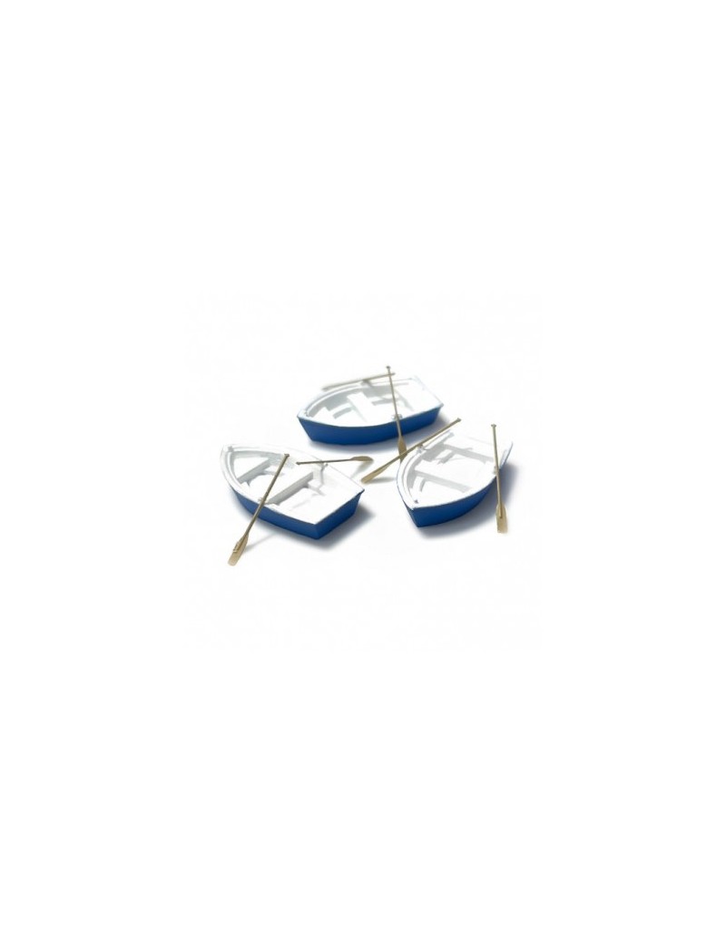 Set of 3 blue small boats
