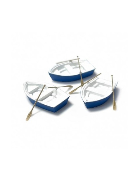 Set of 3 blue small boats