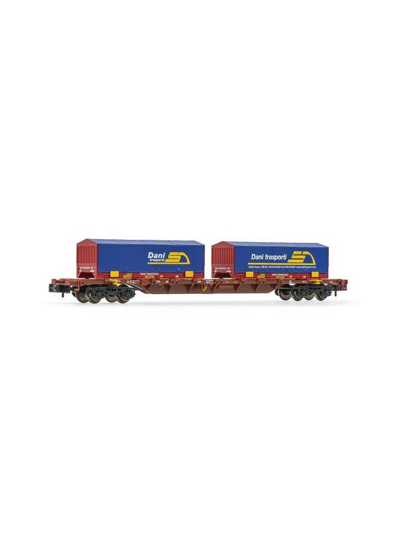 FS Sgnss flat wagon with Dani Transporti coil containers