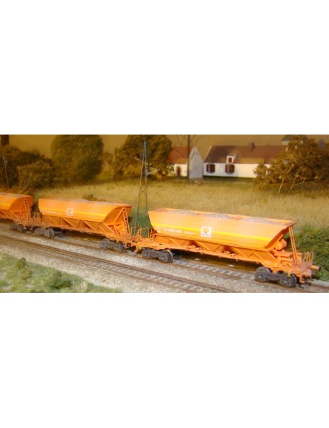 Set of 3 SNCF EX T1 hopper wagons COLAS RAIL era VI wheatered and loaded