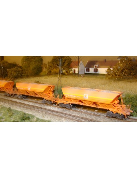 Coffret de 3 trémies EX T1 COLAS RAIL époque VI patinés chargés