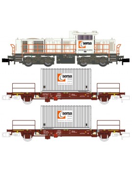 G1000 Sersa et 2 wagons chargés de générateur