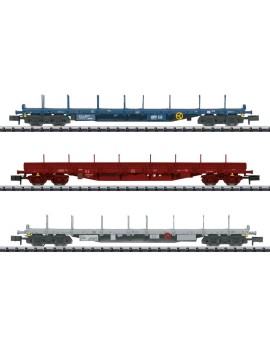 Set of 3 different CFL/SNCB flat wagons