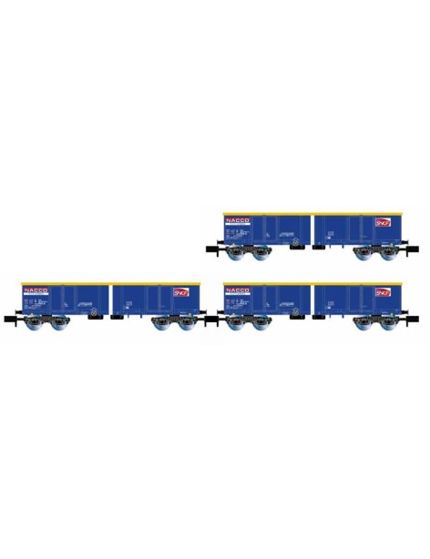 Set of 3 SNCF Eamnos gondola wagons NACCO era VI