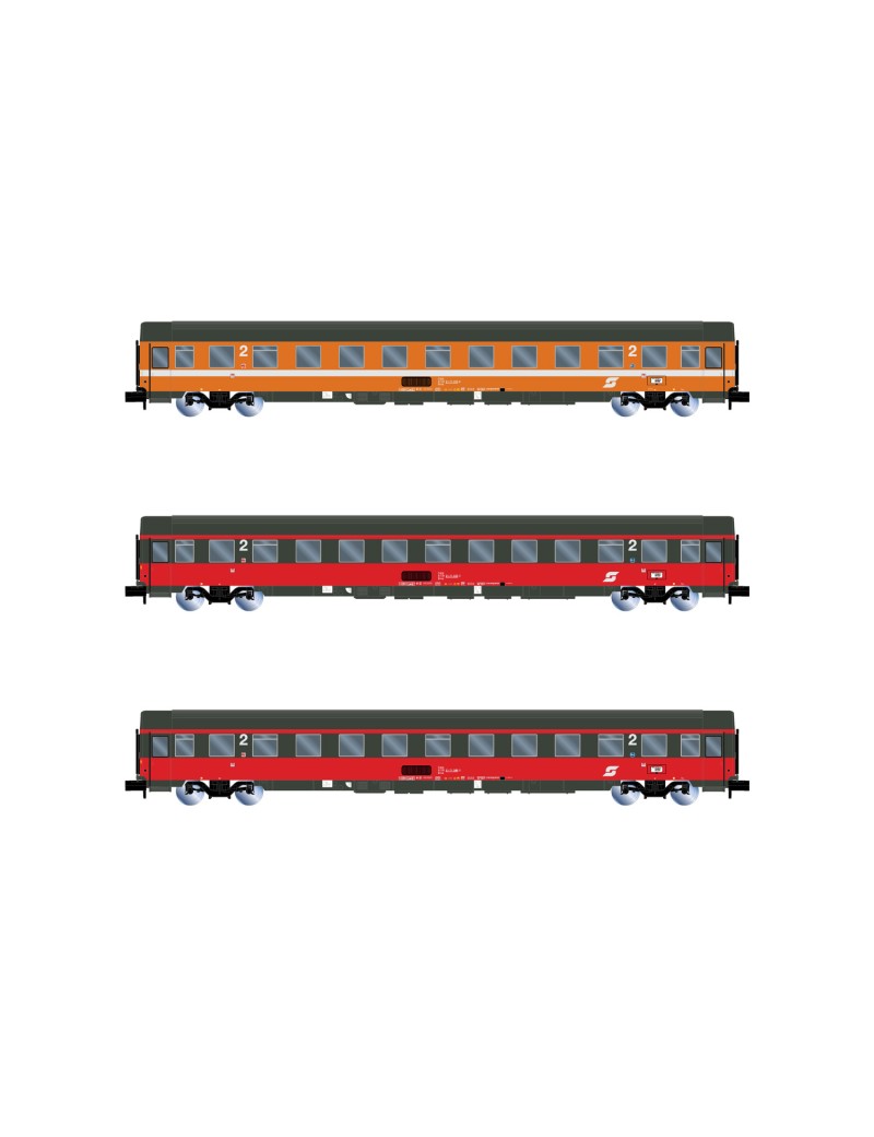 Set N°2 of 3 OBB Eurocity Mozart carriages era IV/V