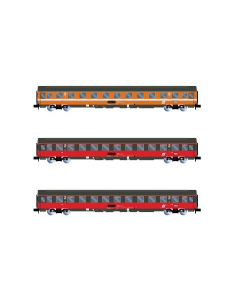 Set N°2 of 3 OBB Eurocity Mozart carriages era IV/V