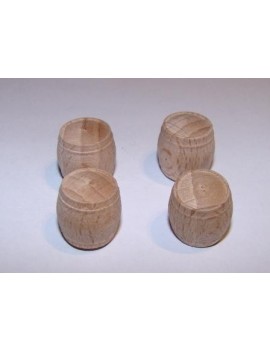 Set of 4 wood barrels