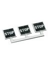 3 STOP square signs