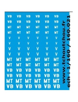 Sheet of SNCF letterings  V, VB and MT