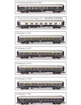 Set de 7 voitures CIWL Orient Express éclairées