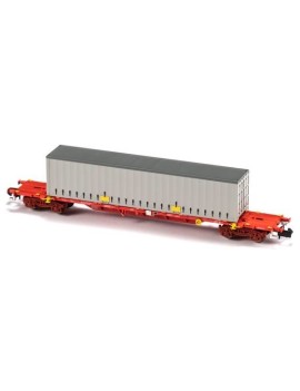Takargo flat wagon with neutral container