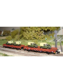Set of 2 DB flat wagons with Land-Rover