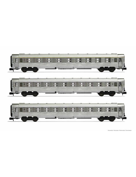 Set de 3 voitures DEV inox longues SNCF époque III