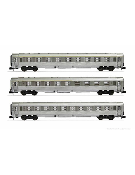 Set de 3 voitures DEV inox longues SNCF époque III