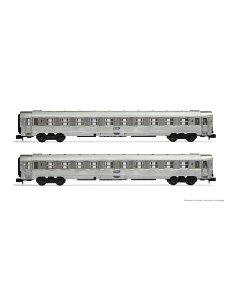 Set de 2 voitures DEV inox longues B10 SNCF époque IVa