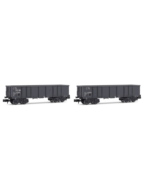 Set de 2 wagons tombereaux Eaos E79 SNCF chargé de ferrailles