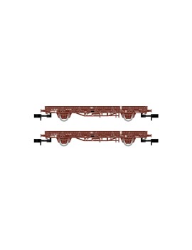Set de 2 wagons plats K5 SNCF chargés de traverses béton
