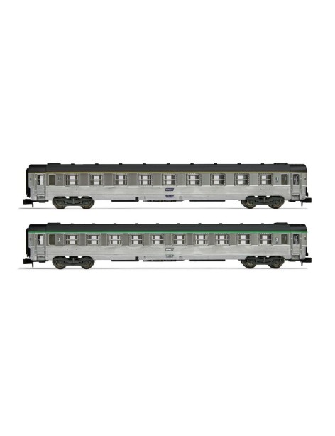 Set de 2 voitures DEV inox longues A9 et B10 SNCF époque IVb